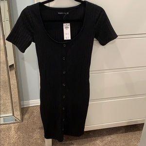 NWT Abercrombie Black Ribbed Midi Dress XS Tall